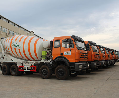 7 unidades beiben 8 * 4 caminhão betoneira navio para costa do marfim em julho